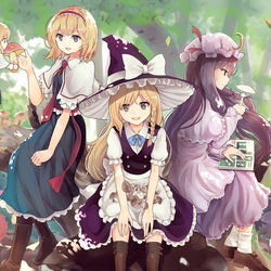 This is a pixiv picture whose title is 三魔女とキノコ狩り.