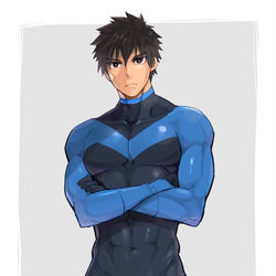 This is a pixiv picture whose title is 青いヒーローお兄さん.