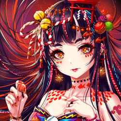 This is a pixiv picture whose title is 祭娘.