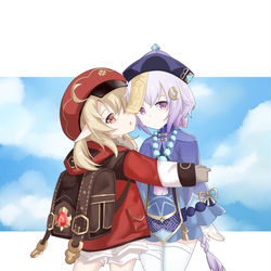 This is a pixiv picture whose title is 七七x可莉.