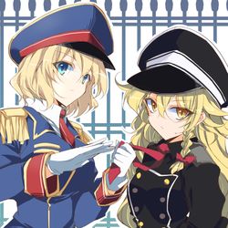 This is a pixiv picture whose title is 軍服マリアリ.