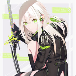This is a pixiv picture whose title is 銀髪戦闘用アンドロイド.