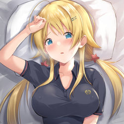 This is a pixiv picture whose title is 八宮めぐるノーブラポロシャツ部.