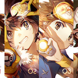 This is a pixiv picture whose title is デジモン01~04.