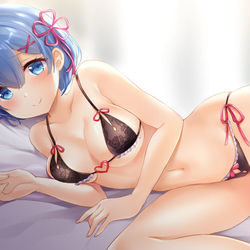 This is a pixiv picture whose title is 添い寝レムりん♡.