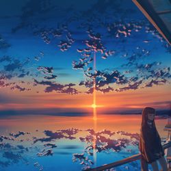 This is a pixiv picture whose title is 夕焼け.