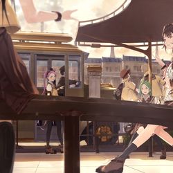 This is a pixiv picture whose title is 蒸気煙るバス停で.