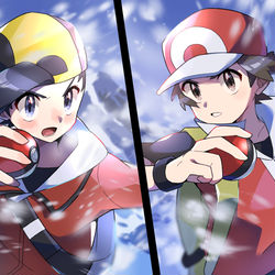 This is a pixiv picture whose title is ヒビキvsレッド.
