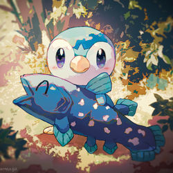 This is a pixiv picture whose title is ポッチャマが拾ってきたのは….