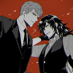 This is a pixiv picture whose title is 一ちゃんと以蔵さん.
