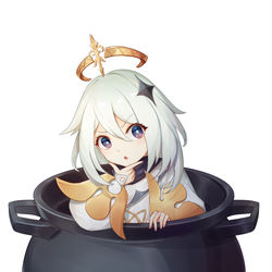 This is a pixiv picture whose title is 铁 锅 炖 派 蒙.