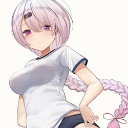 This is a pixiv picture whose title is 友達から借りた体操服が小さい.