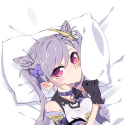 This is a pixiv picture whose title is 刻晴 抱枕  社会性不会死亡版.