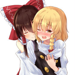 This is a pixiv picture whose title is レイマリ落書き.
