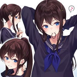 This is a pixiv picture whose title is 髪結び黒セーラーちゃん.