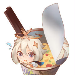 This is a pixiv picture whose title is Paimon インスタントラーメン.