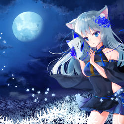 This is a pixiv picture whose title is 夜行彼岸花の案内人.