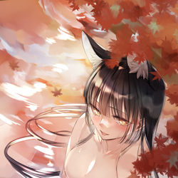 This is a pixiv picture whose title is 紅葉温泉.