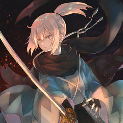 This is a pixiv picture whose title is 霊衣沖田さん.