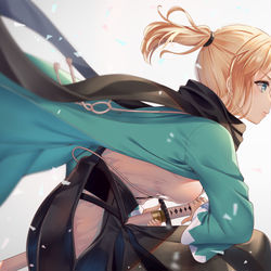 This is a pixiv picture whose title is ポニテ沖田さん.