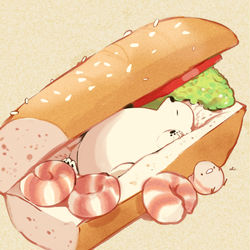 This is a pixiv picture whose title is しろくまサンド.