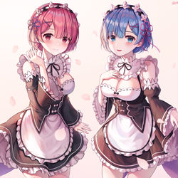 This is a pixiv picture whose title is ラム & レム.