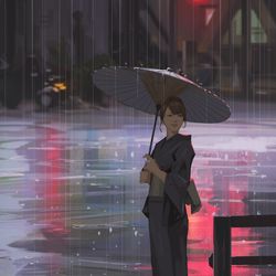 This is a pixiv picture whose title is Rain 💙.