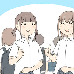 This is a pixiv picture whose title is 「解決したんなら学校行くぞ〜」.