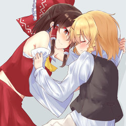This is a pixiv picture whose title is レイマリ落書き.