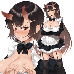 This is a pixiv picture whose title is メイドの鬼娘.