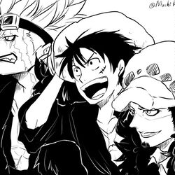 This is a pixiv picture whose title is ワンピ落書きまとめ（ローばかりギャグ).