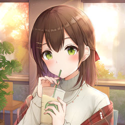 This is a pixiv picture whose title is 毎週同じ時間にカフェに行くと会える子.