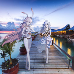This is a pixiv picture whose title is 樱莲 吃瓜散步 图.