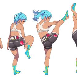 This is a pixiv picture whose title is 青髪ちゃんI字バランス.