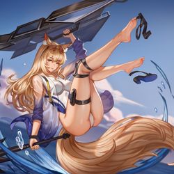 This is a pixiv picture whose title is 明日方舟同人  临光水着.