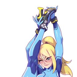 This is a pixiv picture whose title is Samus Leg Hold meme.