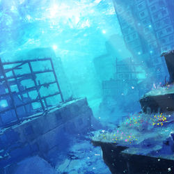 This is a pixiv picture whose title is ｰ静寂な世界でｰ水没都市ｰ.