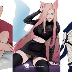 This is a pixiv picture whose title is Pikachu, KDA Ahri & Zatanna.