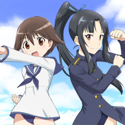 This is a pixiv picture whose title is セーラー先輩学ラン後輩.