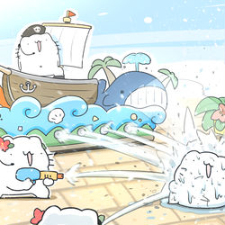 This is a pixiv picture whose title is 観客が自分しかいなかったウォーターパレード.