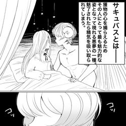 This is a pixiv picture whose title is サキュバスがエクソシストに恋する話.