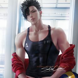 This is a pixiv picture whose title is Tetsurō kuroo  黑尾铁朗.