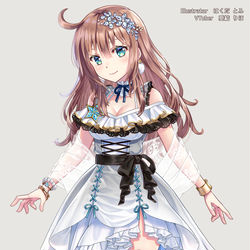 This is a pixiv picture whose title is 白いドレスの女の子【愛結りほさん】.