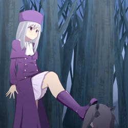 This is a pixiv picture whose title is イリヤの足に堕ちる凛.