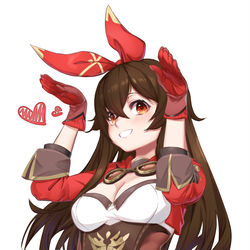 This is a pixiv picture whose title is 模仿兔子的安柏.