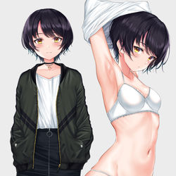 This is a pixiv picture whose title is 脱ぎ脱ぎショートちゃん.