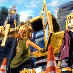 This is a pixiv picture whose title is 道路工事.