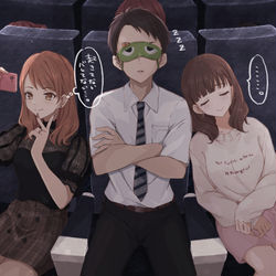 This is a pixiv picture whose title is 飛行機の席の奪い合いに勝った加蓮とまゆちゃん.