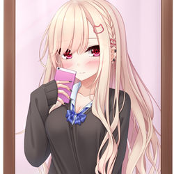 This is a pixiv picture whose title is 見えちゃってる自撮りJK.