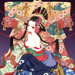 This is a pixiv picture whose title is 誰が袖.